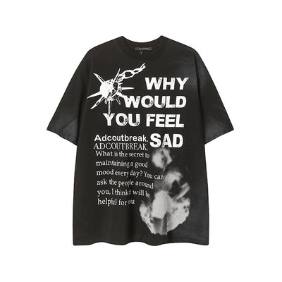 Street Letter Print Loose Heavy Work Short Sleeve T-Shirt Unisex