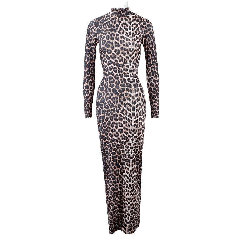 Autumn Leopard Print Long Dress