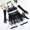 Sick 4 Cash Sexy lingerie lace see through mesh sexy fluffy skirt six piece set for women