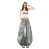 Women's Denim Pants Version High Street Wide-Leg Floor-Length Trousers