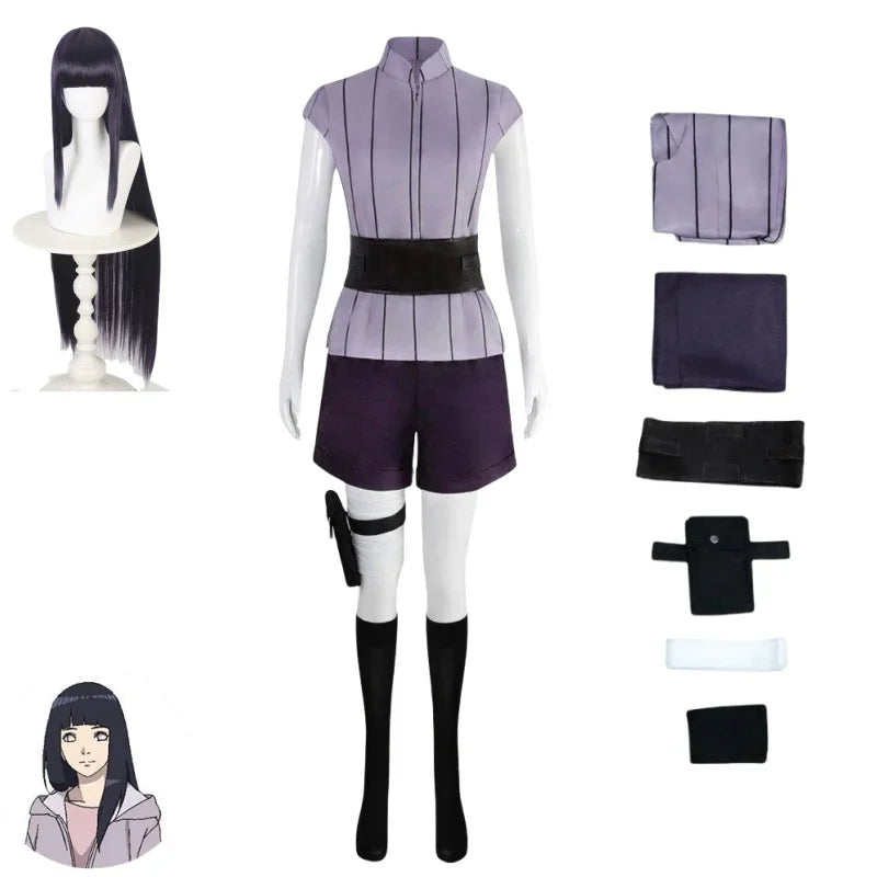 Hyuga Hinata Cosplay Costume Set – Women’s Ninja Outfit with Purple Wig for Halloween & Carnival - Limited Holiday Drop