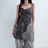 Post-Apocalyptic Dark Style Sand-Flowing Bowknot Mid-Length Strapless V-Neck Tied Backless Retro Dress