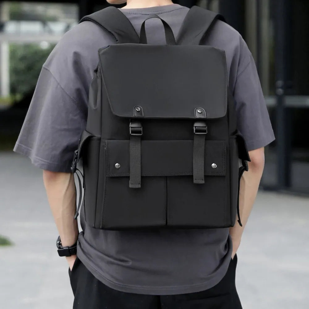 PU Leather Multi-Pockets Adjustable Strap Backpack