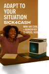 SICK4CASH® Stay Cool, Stay Grinding Air Fan & Humidifier — For Studios, Bedrooms & Office Spaces