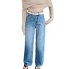 Straight Leg Jeans for Women Korean Style Pear-Shaped Body High Waist Slim Wide Leg Loose Long Pants