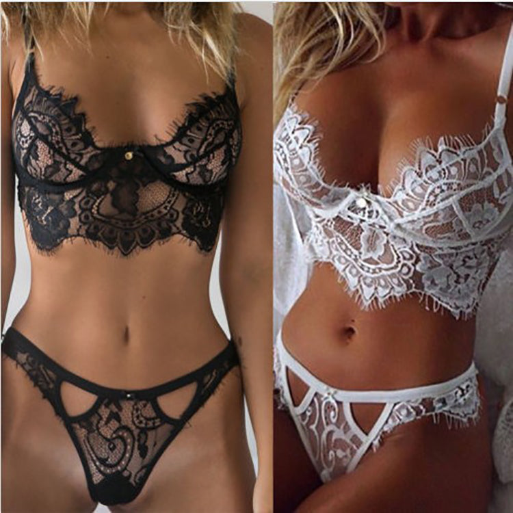 white Lace Bras G string Sheer Bra Set