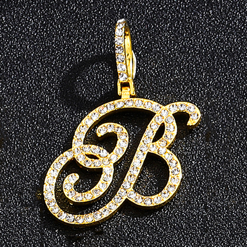 Hip Hop Grass Letter Pendant – Melon Seed Buckle Cuban Chain Accessory