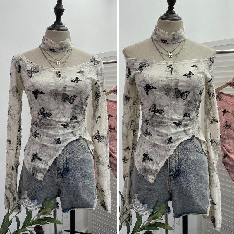 S4C Butterfly neck hanging long sleeved T-shirt top