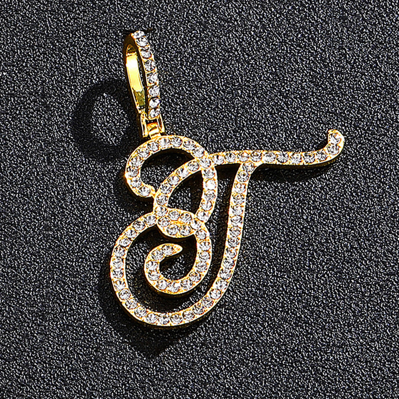 Hip Hop Grass Letter Pendant – Melon Seed Buckle Cuban Chain Accessory