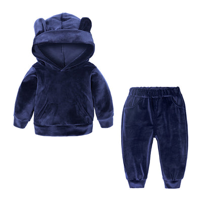 S4CChildren's Clothing Boys And Girls Suits Sports And Leisure Gold Velvet Two-Piece Children's Clothes