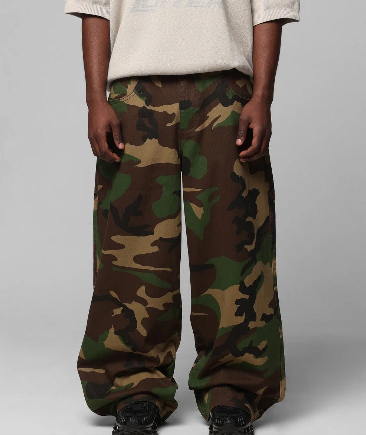 S4C Camouflage Multi-Pocket Denim Trousers – Women’s Loose Street Utility Work Pants