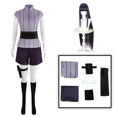 Hyuga Hinata Cosplay Costume Wig Women Outfits Halloween Carnival Party Suit Hyuuga Ninja Cosplayer Purple Long Cute Wig