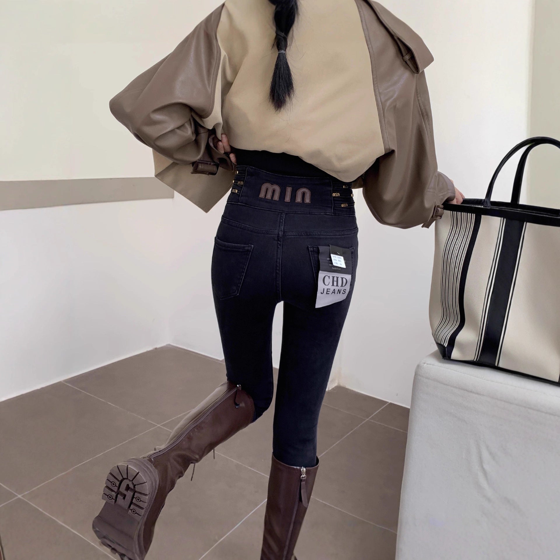 High-Waisted Stretch Denim Pants – Slimming, Hip-Lifting Skinny Fit for Women