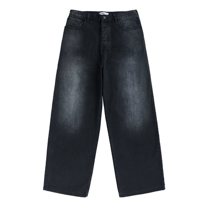 Black and Grey Straight Loose Casual  Denim Pants for Men and Women