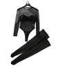 Mesh see through jumpsuit abdominal shaping underwear two-piece set