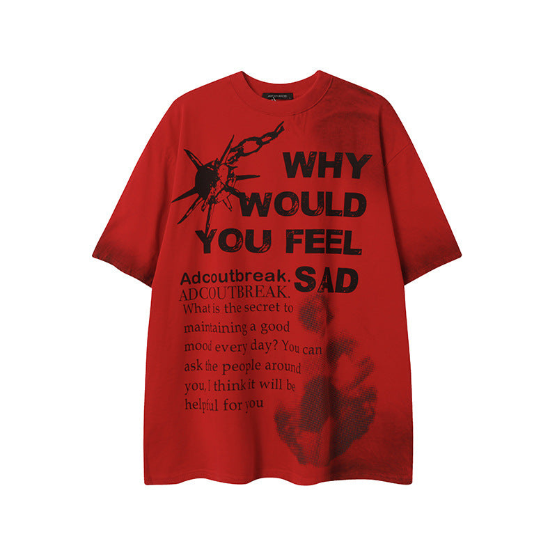 Street Letter Print Loose Heavy Work Short Sleeve T-Shirt Unisex