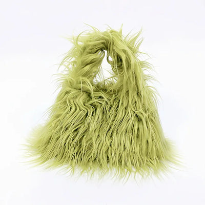 Twisted Faux Fur Shoulder Bag – Y2K Plush Chaos, Korean Streetcore Winter Tote Description:  Unleash the twisted twin of cozy. This faux fur shoulder bag isn’t soft—it’s savage. Born from the shadow grid of SICK4CASH®, this Y2K-