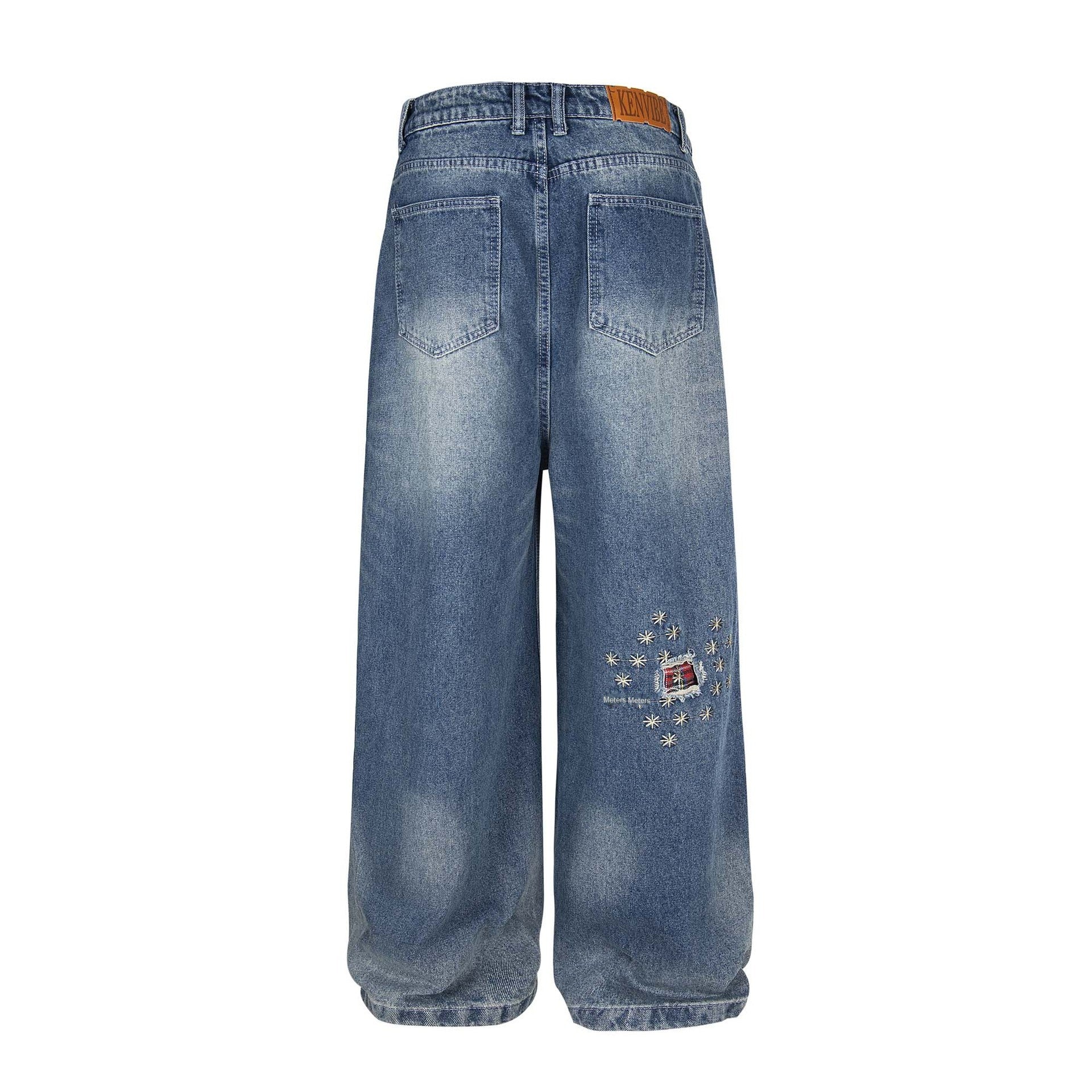 S4C Stamped - Unisex Washed Patch Denim – Wide-Leg Swagger