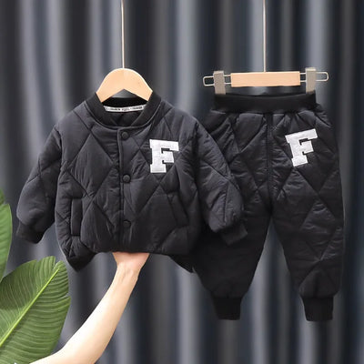 S4C Winter Boys Clothing Sets Alphabet Fashion Warm Coat And Pants 2Pcs Boys Suits Birthday Gifts New Kids Clothes
