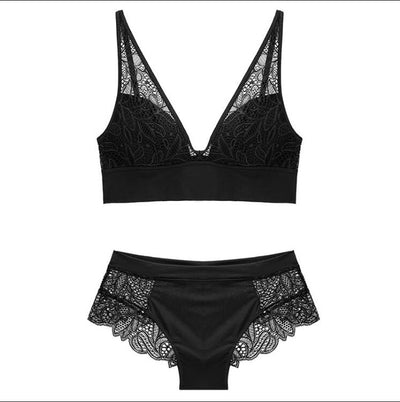 Jacquard Lace Wireless Push-Up Bra Set – Soft, Sculpted, and Seriously Sexy