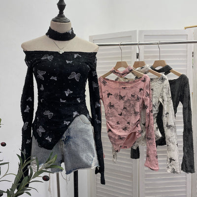 S4C Butterfly neck hanging long sleeved T-shirt top