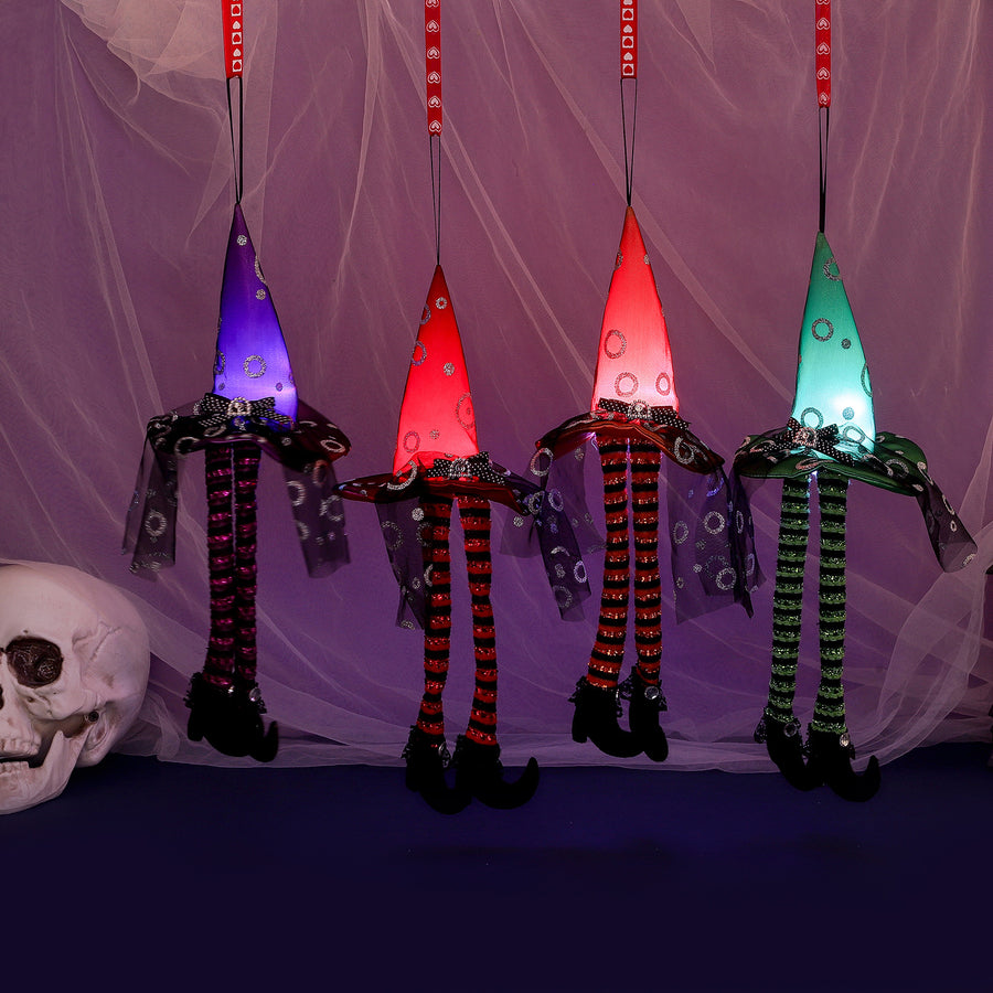 Halloween Light up Wizard Hat Long Leg Pendant Window Display Decoration Pendant Ghost Festival Party