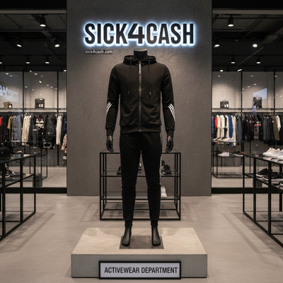 Black sweatsuit, 2 piece.
With hoodie