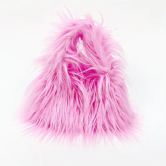 Twisted Faux Fur Shoulder Bag – Y2K Plush Chaos, Korean Streetcore Winter Tote Description:  Unleash the twisted twin of cozy. This faux fur shoulder bag isn’t soft—it’s savage. Born from the shadow grid of SICK4CASH®, this Y2K-