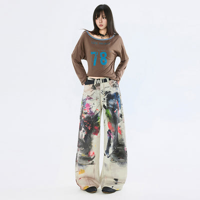 Women's Denim Pants Design Punk  Floor-Length Trousers for Men and Women