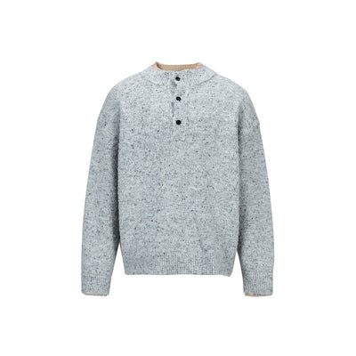 Henley Collar Design Unisex Lazy Style Casual Sweater