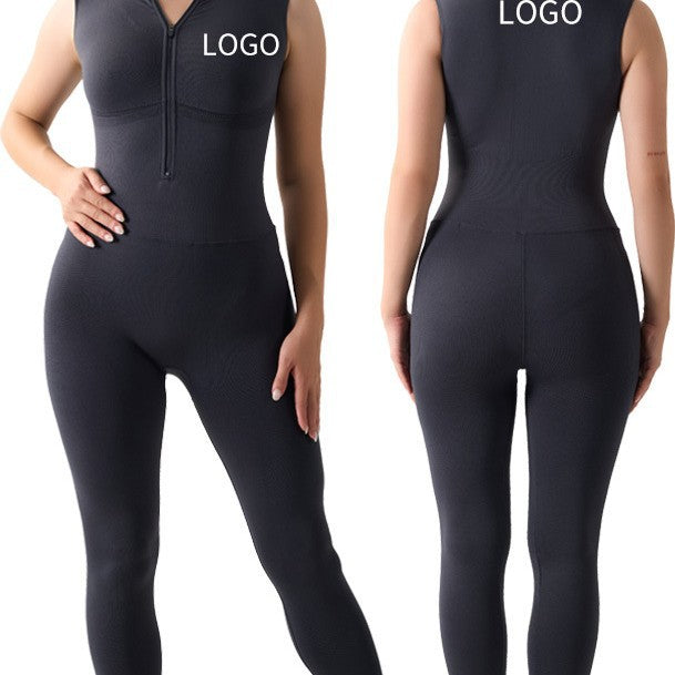 Seamless Shapewear Fitness Yoga Sleeveless  Elasticity Running Shaping Long Pants Jumpsuit