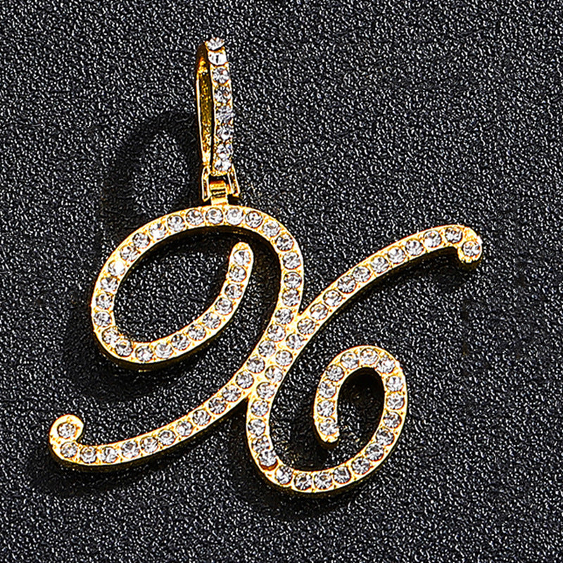 Hip Hop Grass Letter Pendant – Melon Seed Buckle Cuban Chain Accessory