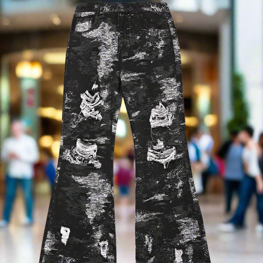 SICK4CASH® Blackout Drip" Distressed Jeans – Paint-Splashed Streetwear Statement