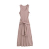 Women Cinched Waist Sleeveless Vest Dress – Layered Illusion, Sculpted Elegance