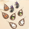 Halloween Wooden Kitten Ghost Pumpkin Bat Earrings Fun Funny Cartoon Pumpkin Earrings