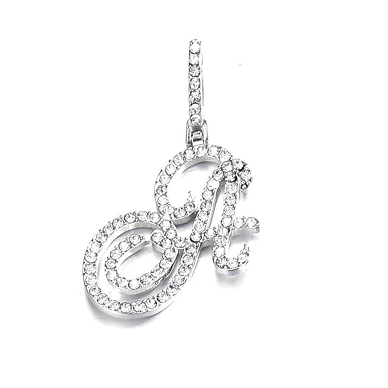 Hip Hop Grass Letter Pendant – Melon Seed Buckle Cuban Chain Accessory