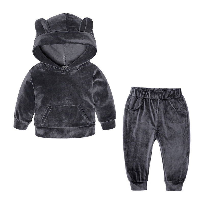 S4CChildren's Gold Velvet Two-Piece Set – Sports Meets Royalty