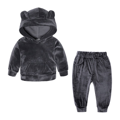 S4CChildren's Clothing Boys And Girls Suits Sports And Leisure Gold Velvet Two-Piece Children's Clothes
