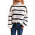 Loose striped semi high neck contrasting knit sweater pullover sweater for women