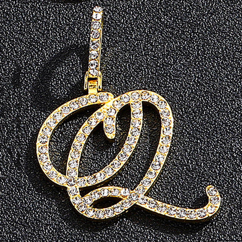 Hip Hop Grass Letter Pendant – Melon Seed Buckle Cuban Chain Accessory