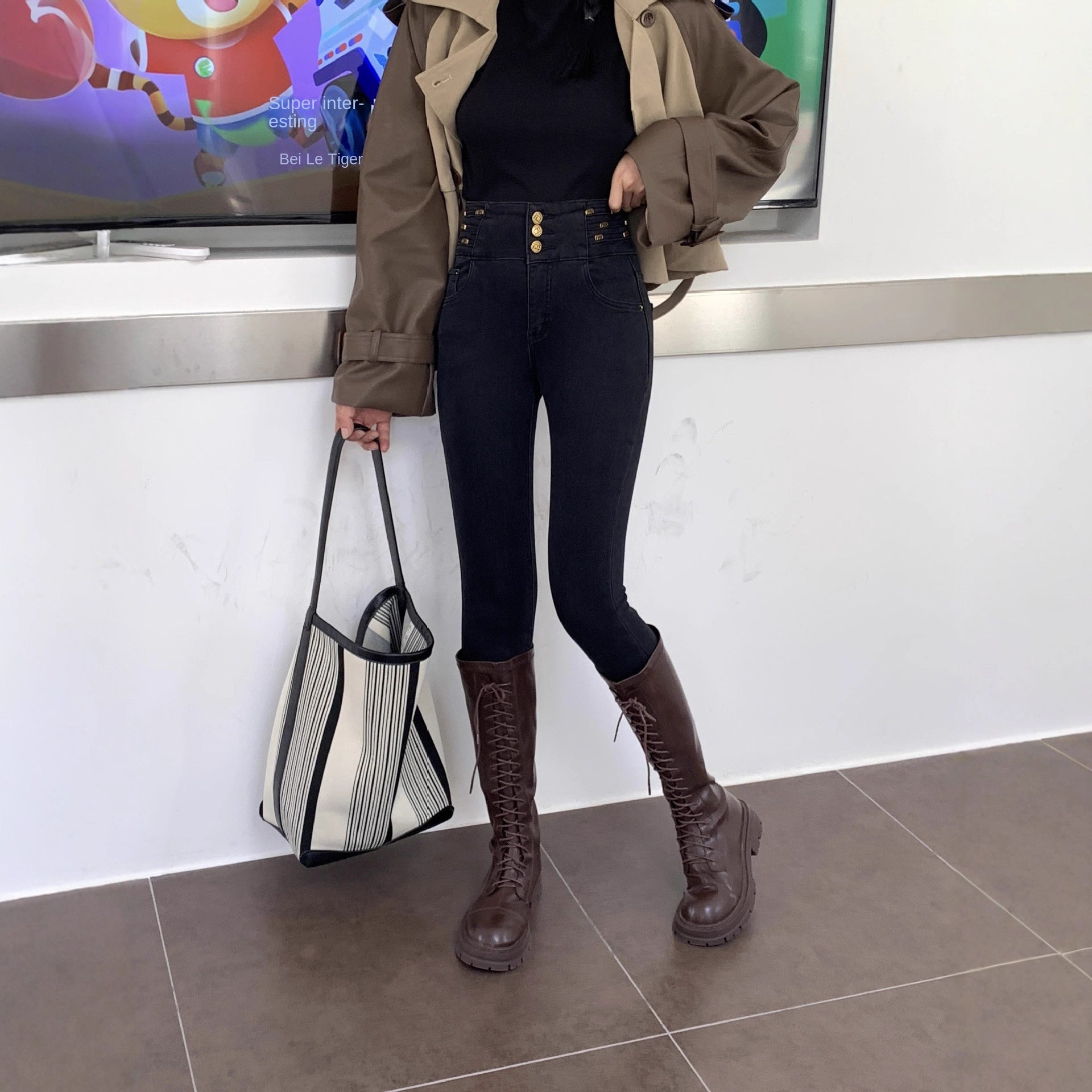 High-Waisted Stretch Denim Pants – Slimming, Hip-Lifting Skinny Fit for Women