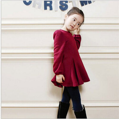 S4C Winter Girls Dress Thicken Girls Warm Cotton A letter Dress Kids Cute Style Comfortable material big Peplum with Dress GA