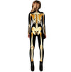 Gold Mechanical Bone Skull Costume Women Halloween Outfit Skeleton Costumes Plus Size Jumpsuit Scary Bodysuit