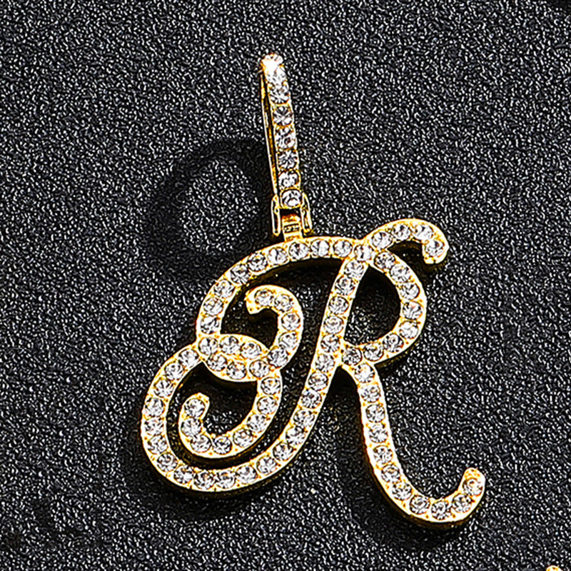 Hip Hop Grass Letter Pendant – Melon Seed Buckle Cuban Chain Accessory