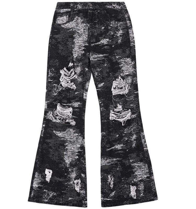 SICK4CASH® Blackout Drip" Distressed Jeans – Paint-Splashed Streetwear Statement