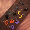 Halloween Series Geometric Ear Hooks Acrylic Bat Cat Owl Moon Pumpkin Earrings 6 Pairs