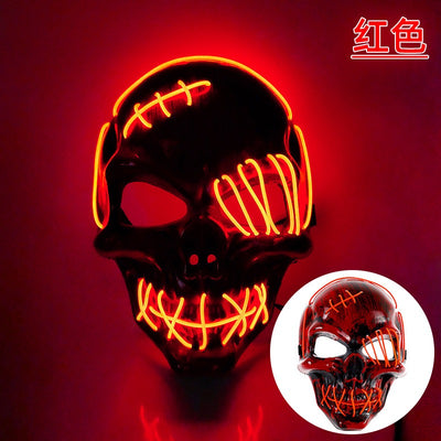 Scar One eyed Pirate Mask with Blood Terror Cold Light Halloween Mask LED Glow Mask