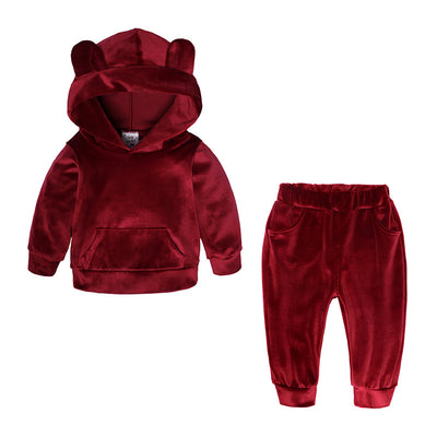 S4CChildren's Clothing Boys And Girls Suits Sports And Leisure Gold Velvet Two-Piece Children's Clothes