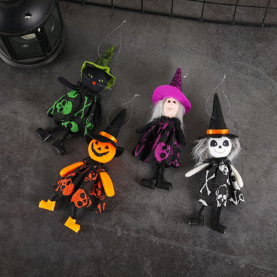 Halloween Decoration Supplies Ghost Festival Creative Cartoon Pumpkin Witch Pendant Children's Party Props Supplies