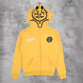 Teen Cartoon Camouflage Hoodie – Zipper Patchwork Cardigan with Bold Print & Hood